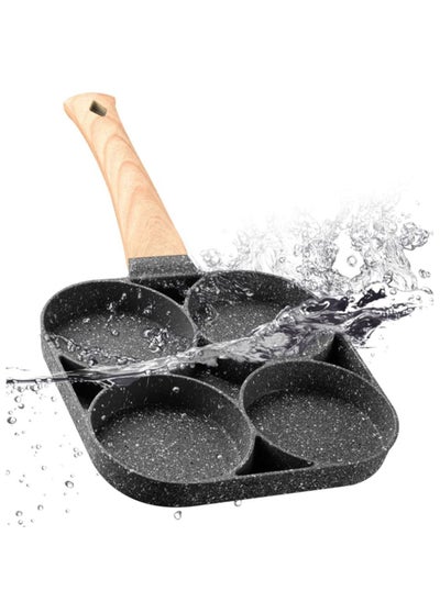 اشتري Kitchen Omelette Frying Pan, 4 Hole Frying Pan, Long Handle Non-Stick Egg Fryer في الامارات