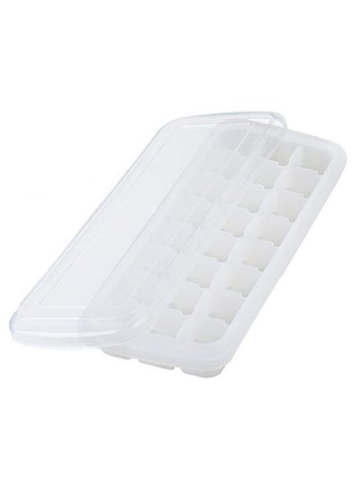 Buy Silicone Ice Cube Tray Ice Cube Mold Container Frozen Cubes 24 Compartments with Lid for Bars Households Party White 25*3*10cm in Saudi Arabia