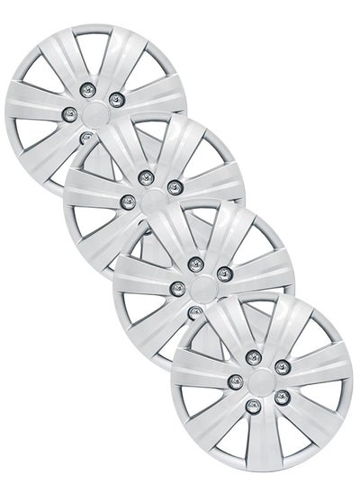 Buy Pack of 4 EM-3120 Taiwan Wheel Cover | 14" Inch | Silver Universal Nested Style in UAE