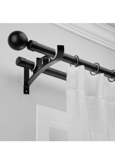 Buy 2 sets Heavy Duty Curtain Rod Brackets  Double Curtain Rod Holder Hooks for Clothes Rods  Black Metal Curtain Pole Brackets with 4 Screws  Supports up to 50kg in Saudi Arabia