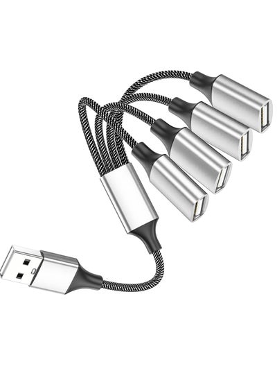 Buy 4 USB Extension Cable, 1 Male to 4 Female Extension Cord Connector, Dual Double USB Port Extender Hub, Data and Charger Power Split Adapter, Essential for Office Work in Saudi Arabia