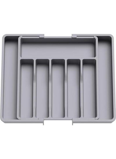 Buy Silverware Drawer Organizer, Expandable Utensil Tray for Kitchen, Adjustable Flatware and Cutlery Holder, Compact Plastic Storage for Spoons Forks Knives, Large (Grey) in Saudi Arabia