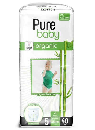 Buy Training Pants Junior with Organic Bamboo Fibre, Size 5, 11-20 kg - Pack of 40 in UAE