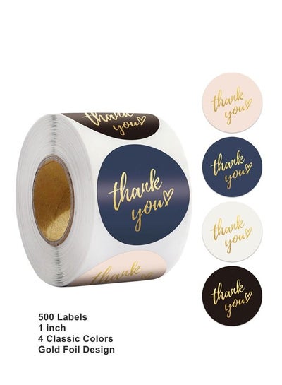 Thank You Stickers Roll 500 Labels 1 inch 4 Classic Colors with Gold ...