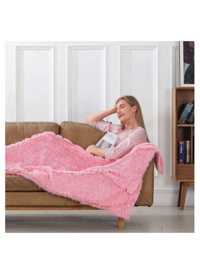 Buy COMFY SOFT & FLUFFY CLASSIC FUR BLANKET/THROW PINK in UAE