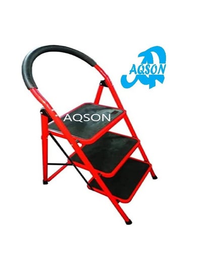 Buy AQSON 3 Steps Folding Steel Ladder in UAE