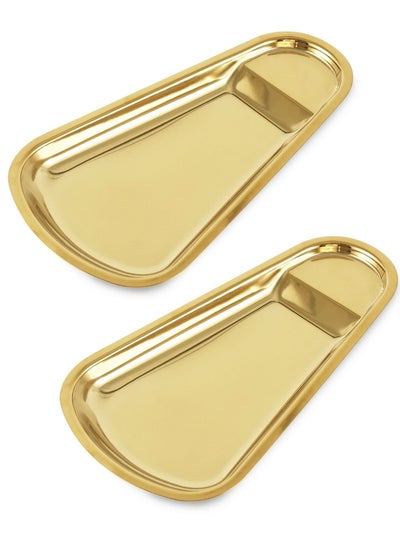 اشتري 2 Pack Gold Stainless Steel Spoon Rest, Spatula Ladle Spoon Utensils Holder, Suitable for Home Kitchen and Coffee Bar Decoration (Gold） في السعودية