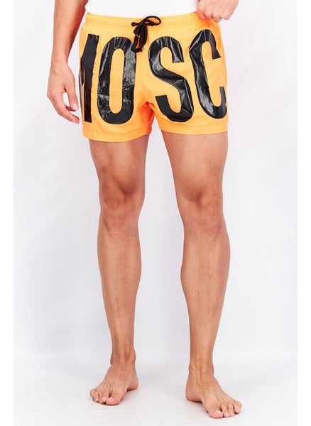 Buy Men Drawstring Brand Logo Swim Short, Neon Orange in Saudi Arabia