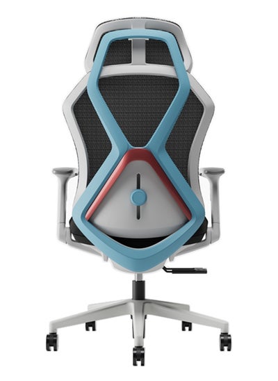 Buy AFTERWORK Infinity Gaming Chair – 2D Headrest, 2D Armrests, Sliding Molded Seat, Lumbar Height Adjustment, 5-Position Tilt Lock – White & Blue Gaming Chair in UAE