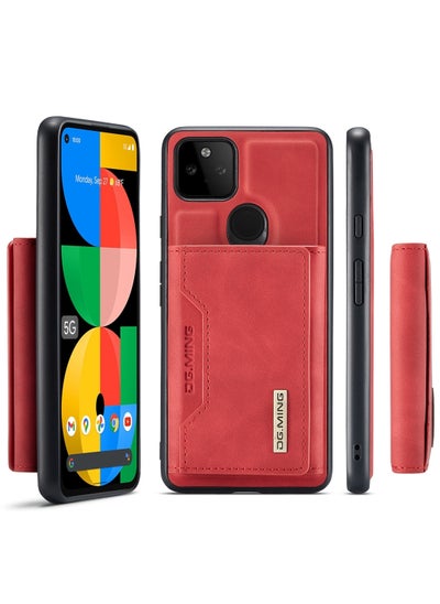 Buy CaseMe Wallet Case Compatible with Google Pixel 5a 5G DG.MING Premium Leather Phone Case Back Cover Magnetic Detachable with Trifold Wallet Card Holder Pocket for Google Pixel 5a 5G (RED) in Egypt