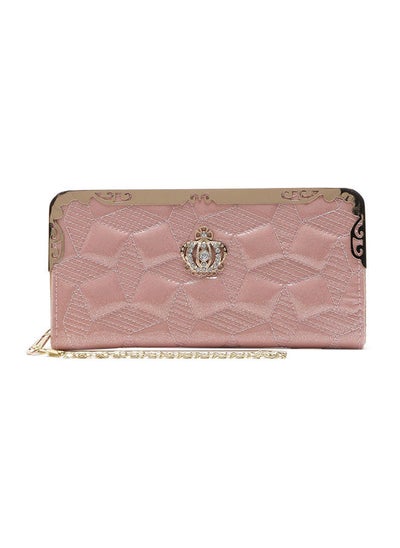 Buy Zipper Closure Designer Wallet Pink in UAE