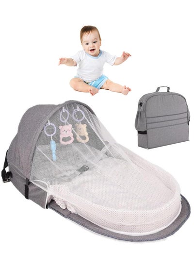 Buy Baby Bed Portable Baby Bed Foldable Infant Crib With Cartoon Toys Detachable Cotton Cover Suitable for Travel and Home Use Easy to Carry in Saudi Arabia