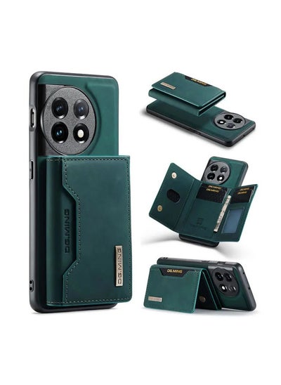 Buy CaseMe Wallet Case for One plus 11 DGMING Premium Leather Phone Case Back Cover Magnetic Detachable with Trifold Wallet Card Holder Pocket - Green in Egypt