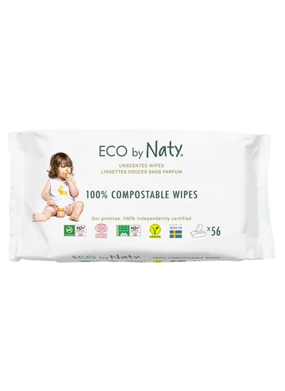 Buy Unscented Baby Wipes Plant Based, 56 count in UAE