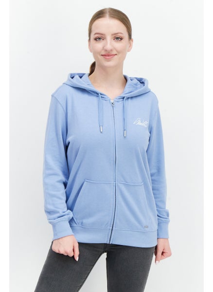 اشتري Women Hooded Long Sleeve Embroidered Logo Sweatshirt, Light Blue في الامارات