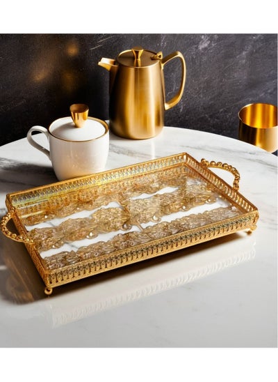 Buy A set of luxurious royal circular serving trays with golden handles is a wonderful addition. Golden color in Saudi Arabia