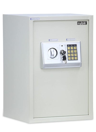 اشتري Safe Box Large with Digital Combination Lock and keys, Fire Resistant Safety Locker for Home Office (50x35x30cm) Off White في الامارات