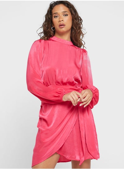 Buy Puff Sleeve Tie Detail Dress in UAE