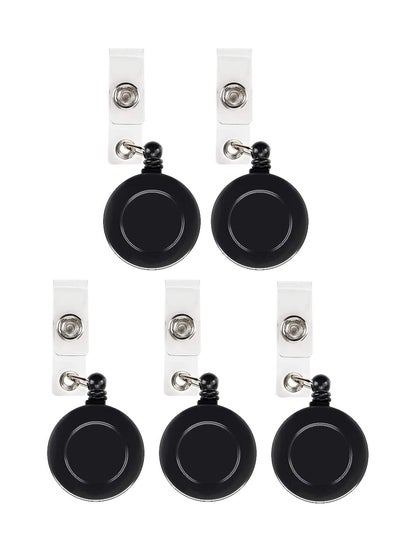 Buy 5-Piece Badge Reel for ID Cards Black in UAE