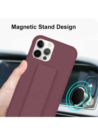 Buy iPhone 14 Pro 6.1 inch Cover Magnetic Holder Shockproof Protection Case For iPhone 14 Pro Brown in UAE