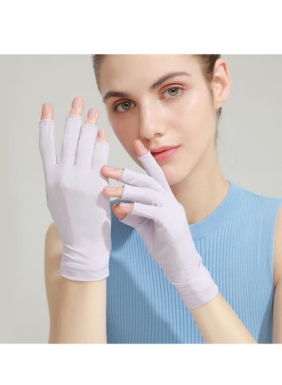 اشتري M MIAOYAN Gloves half-finger summer anti-ultraviolet manicure female outdoor riding ice silk driving gloves thin icy breathable plastic dipping في السعودية