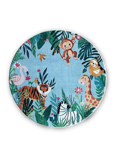 Buy Animals Printed Rug, Multicolour - 100x100 cm in UAE