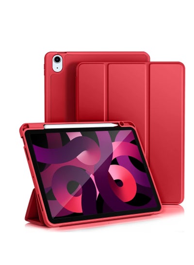 Buy Case Compatible with iPad Air 5 2022 / iPad Air 4 2020,10.9 Inch, Protective Case with Pencil Holder - Support iPencil Wireless Charging, Auto Wake/Sleep, Red in Egypt