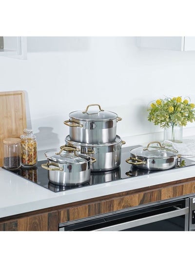 Buy Celina 8-Piece Cookware Set Silver -2MM in UAE