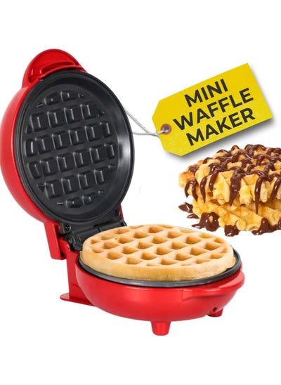 Buy Mini Waffle Maker, Round Waffle Iron Grill Machine, Pancake Maker Made with Premium Quality Plastic Non-Stick Coating for Breakfast Hash Browns and other Foods Non-stick Surfaces Easy to Clean in UAE