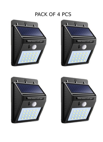 Buy Pack Of 4 Pcs 20 LED Solar PIR Motion Sensor Outdoor Night Wall Lamp in UAE