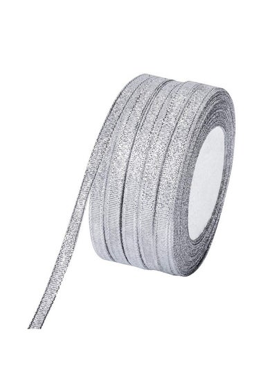 Buy 125Yard(5Rolls) Silver Organza Ribbons Shimmer Sheer Thin Glitter Ribbon For Diycraftsgift Wrappingchristmas Decorative Width6Mm(1/4Inch) in UAE