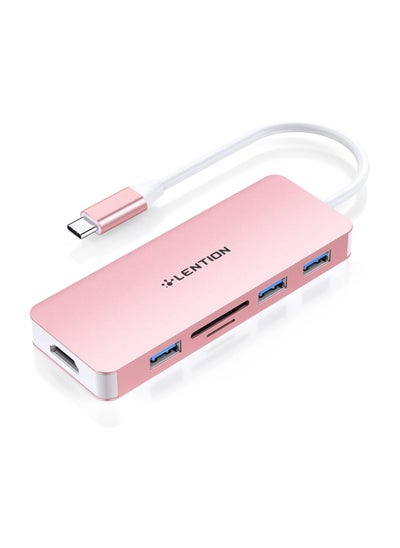 Buy LENTION USB C Hub with 4K HDMI, 3 USB 3.0, SD/Micro SD Card Reader Compatible 2023-2016 MacBook Pro, New Mac Air/Surface, Stable Driver Certified Multi-Port Adapter (CB-C18, Rose Gold) in UAE