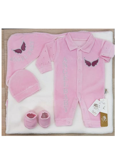 Buy A set of four winter plush baby pieces with a fur-lined coverlet (pink) in Egypt