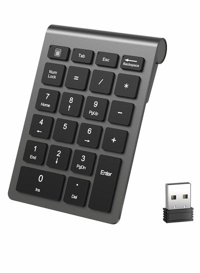 Buy 22 Keys Bluetooth Wireless Number Pad Rechargeable 10Key 2.4GHz Numeric Keypad Efficiently Data Entry with Arrow for Laptop Desktop MacBook Pro Air iMac iPhone iPad in UAE