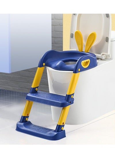 اشتري Potty Training Toilet Seat with Step Stool for Boys and Girls, Comfortable and Safe Potty Seat Potty Chair, Potty Training Seat Pad with Handle (Blue) في الامارات