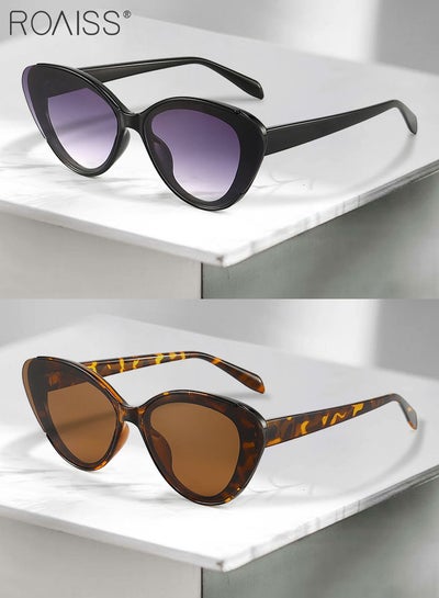 Buy 2PCS Women's Cat Eye Sunglasses UV400 Protection Sun Glasses Fashion Eyewear for Ladies Party Street Photography 65mm in UAE