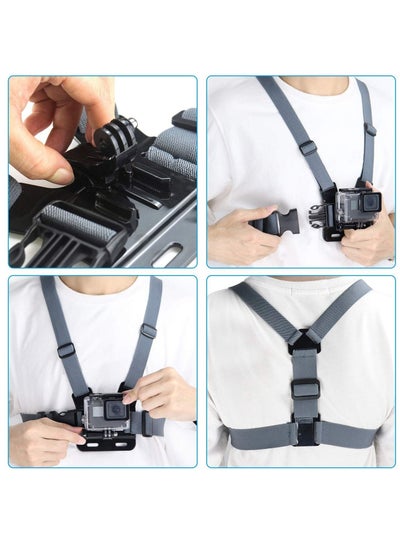 اشتري Camera Chest Mount Strap Harness Fit for AKASO DJI Osmo Adjustable Chesty Elastic Cell Phone with Sports Installation Bracket kit في الامارات