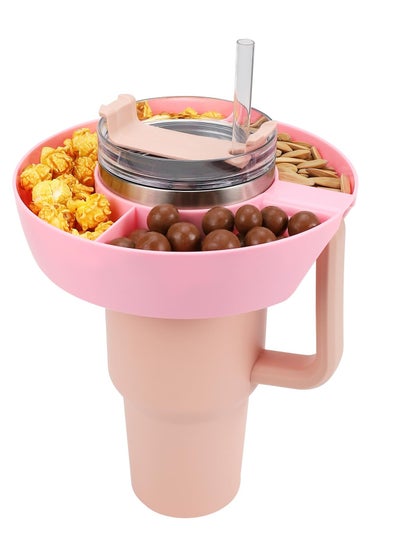 Buy 40oz Snack Bowl for Stanley Cup, Reusable Snack Ring Compatible, Tumbler with Handle, Cute Water Bottle Accessories with Long Silione, Pink in Saudi Arabia