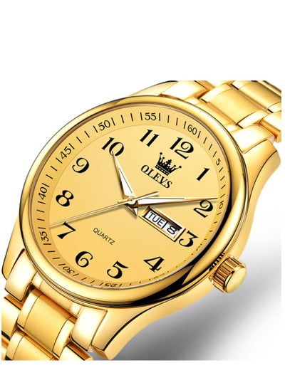 Buy Watches for Men Stainless Steel Quartz Analog Water Resistant Watch Gold 5567 in Saudi Arabia