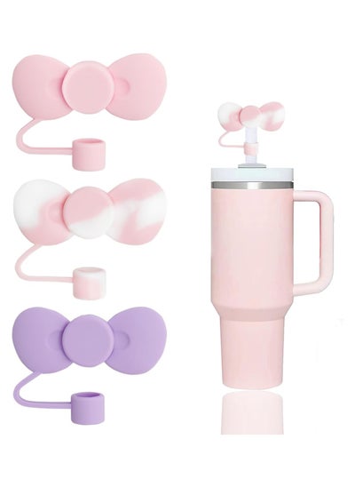 Buy 3 Pcs Lovely Bow Straw Covers Cap Toppers Compatible with Stanley 30 and 40 oz Tumbler Cups,Reusable Cute Silicone Straw Tips Lids Protectors for 0.4 in/10mm Stanley Cups Straws Accessories in Saudi Arabia