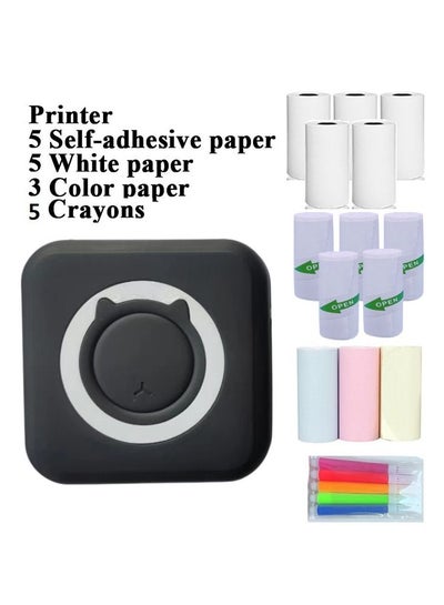 Buy Portable Mini Pocket Printer BT Thermal Printer with Thermal Printing Paper USB Cable for Note Photo Web Document Printing in UAE