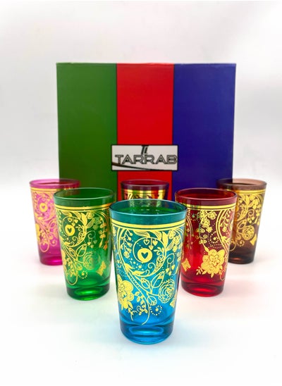 Buy Handmade Moroccan Design Tea Glasses , Set of 6 120 ml Serving Glasses in UAE