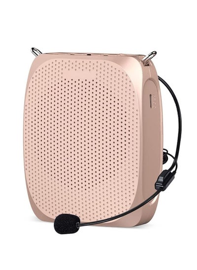 Buy Portable Voice Amplifier, Personal Speaker with Microphone Headset and Waistband, Rechargeable Personal Amplifier for Teachers Tour Guides Coaches Yoga Fitness (Rose-Gold) in Saudi Arabia