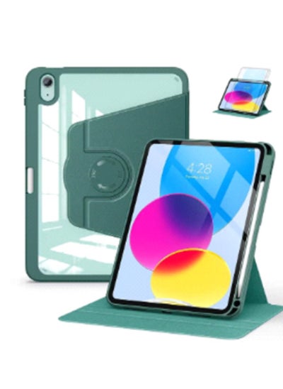 Buy iPad 10.9 Inch 2022 Rotating Case with Pen Holder - 360 Degree Rotating Kickstand Protective Case with Clear Back and Smart Sleep/Wake Cover - Ocean Marble in Saudi Arabia