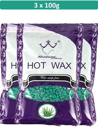 Buy Pack Of 3 Hot Wax Beans For Hair Removal, Aloe Vera- 3 X 100g in UAE