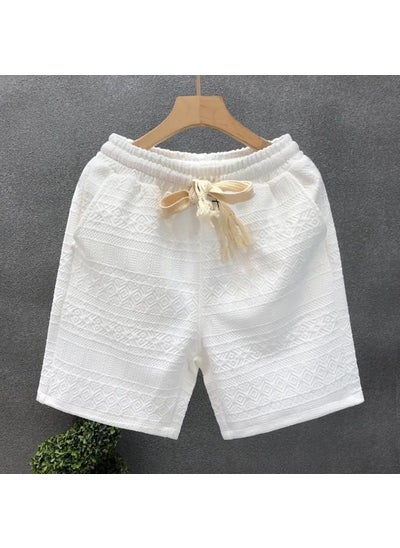 Buy 2023 Summer Mens White Patterned Casual Shorts Fashion White in Saudi Arabia