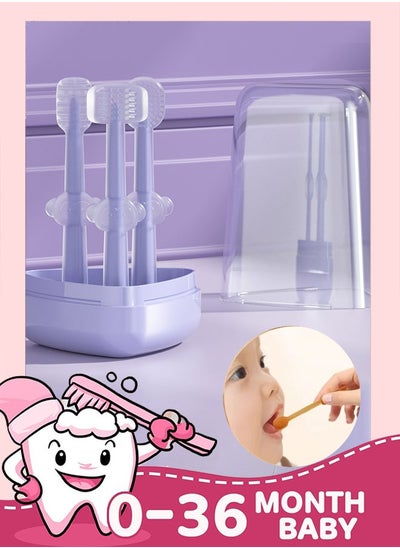 Buy Baby Toothbrush Silicone Tongue Cleaner 0-18 Months Infant 3 PCS Set Tongue Cleaner for Baby Silicone Toothbrush Cleaner Finger Soft Teeth Brush with Box for Toddlers Newborn Babies in Saudi Arabia