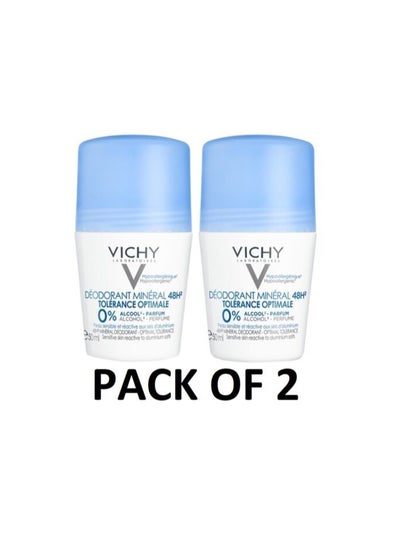 Buy Vichy Dry Touch 24 Hour Deodorant for Sensitive Skin - 50ml, 2 pieces in Saudi Arabia