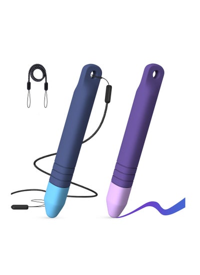 Buy Kid-Friendly Stylus Pens for Touch Screens with Tethers - Anti-Rolling Tablet Stylus 2 Pack for Kids, Compatible with iPad, iPhone, Tablets, Kindle and All Touch Screen Devices (Blue+Purple) in Saudi Arabia