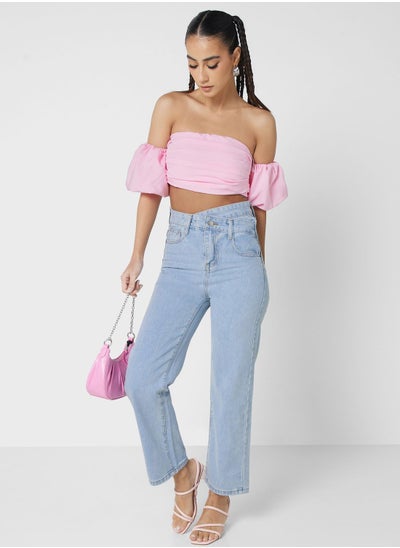 Buy High Waist Cropped Jeans in UAE